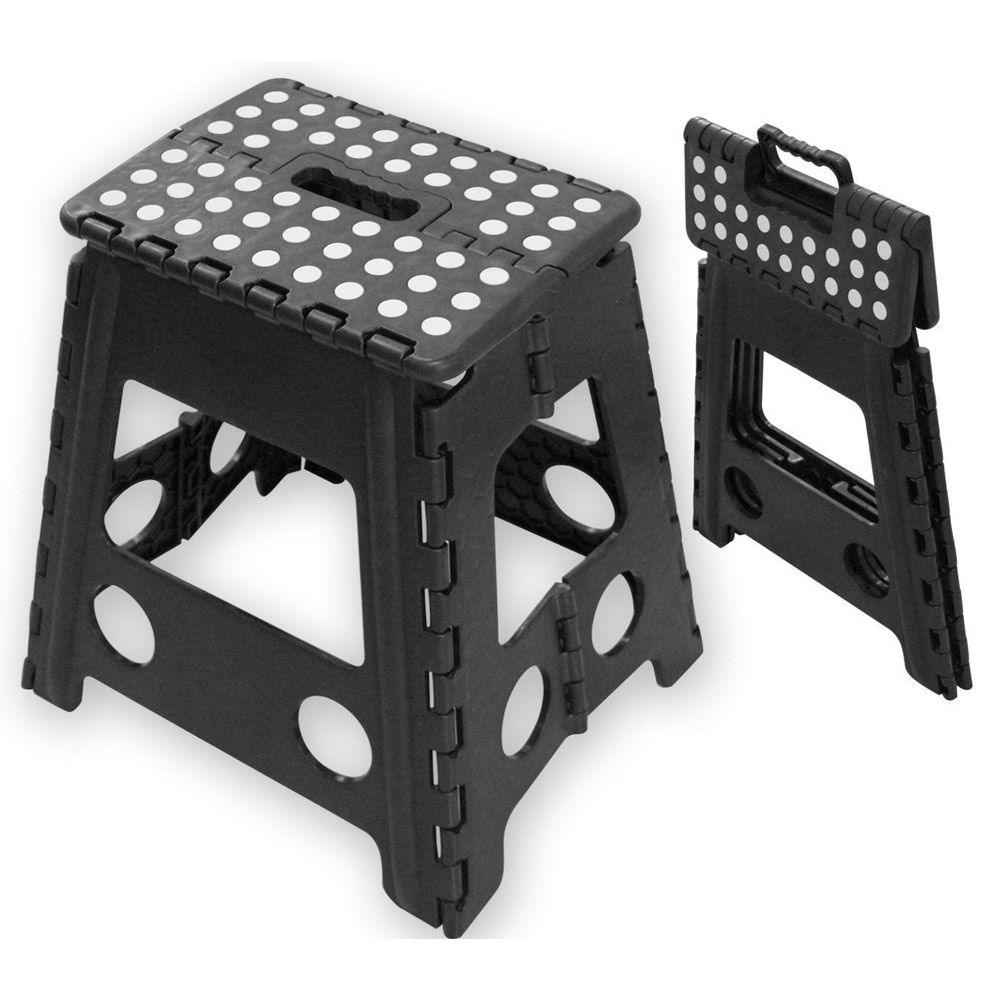 Heavy-Duty Large Folding Step Stool with Handle – Portable Compact - Black - Home Inspired Gifts