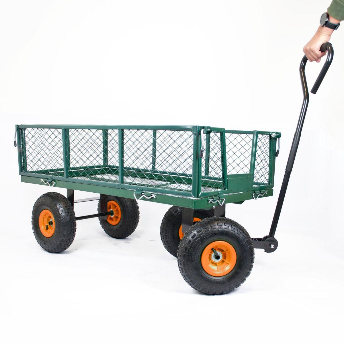 Large Metal Green Garden Trolley Cart Gardening DIY Camping Aid 105L - Home Inspired Gifts
