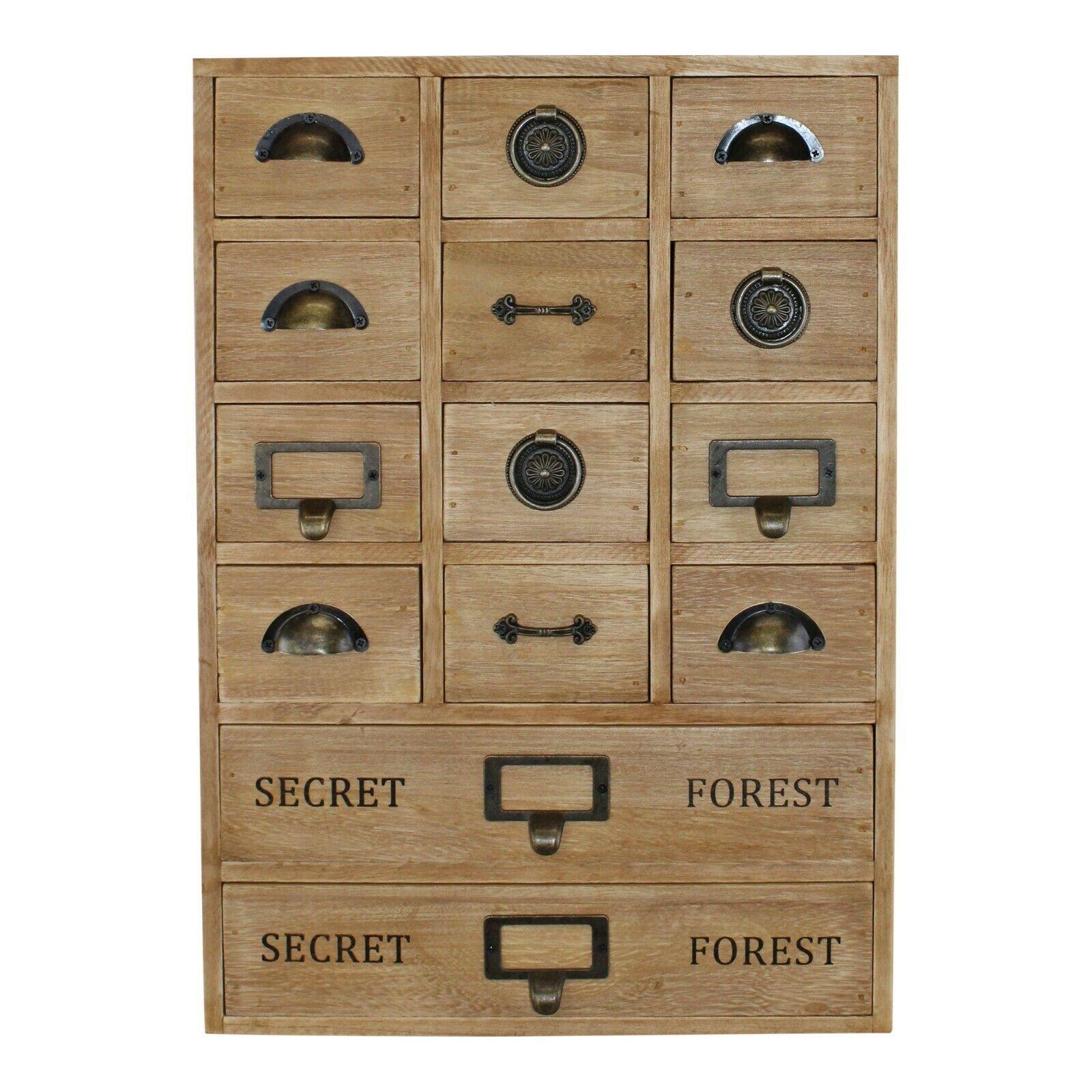 14 Drawer Wooden Desktop Table Storage Cabinet Trinket Drawers - Kporium Home & Garden