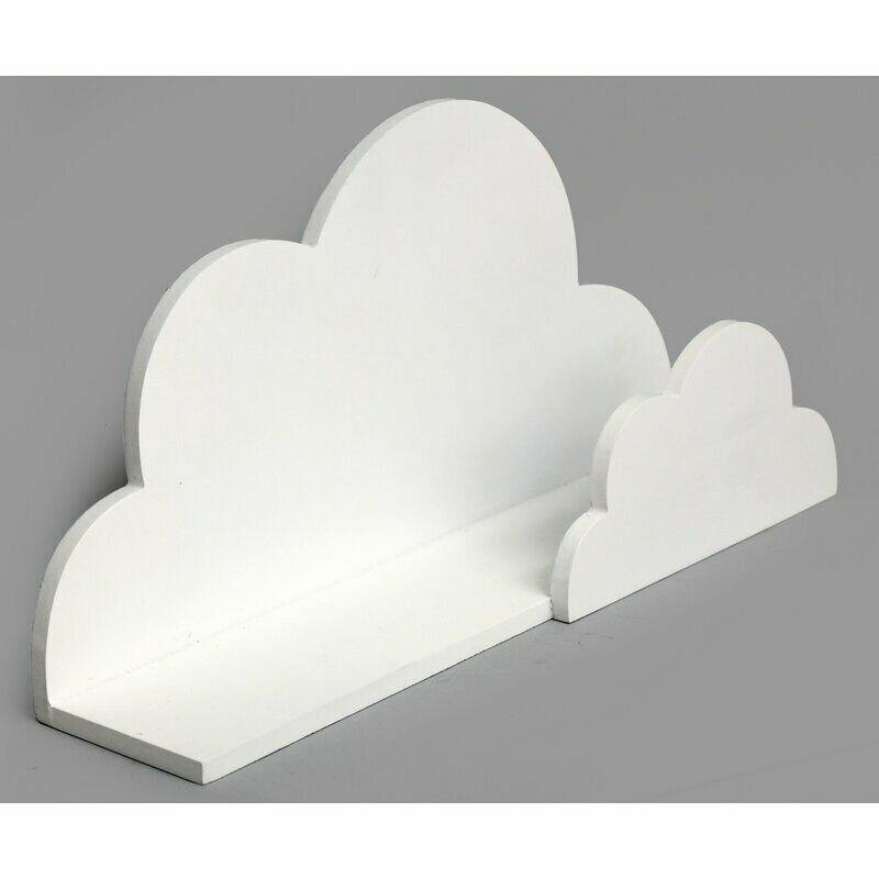 White Floating Wooden Cloud Wall Shelf 40cm Storage Display - Home Inspired Gifts