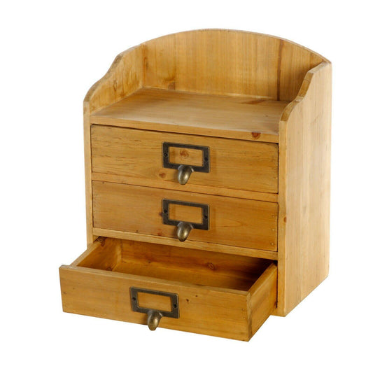 3 Drawers Wooden Storage Desktop Table Cabinet Organiser 29cm - Kporium Home & Garden