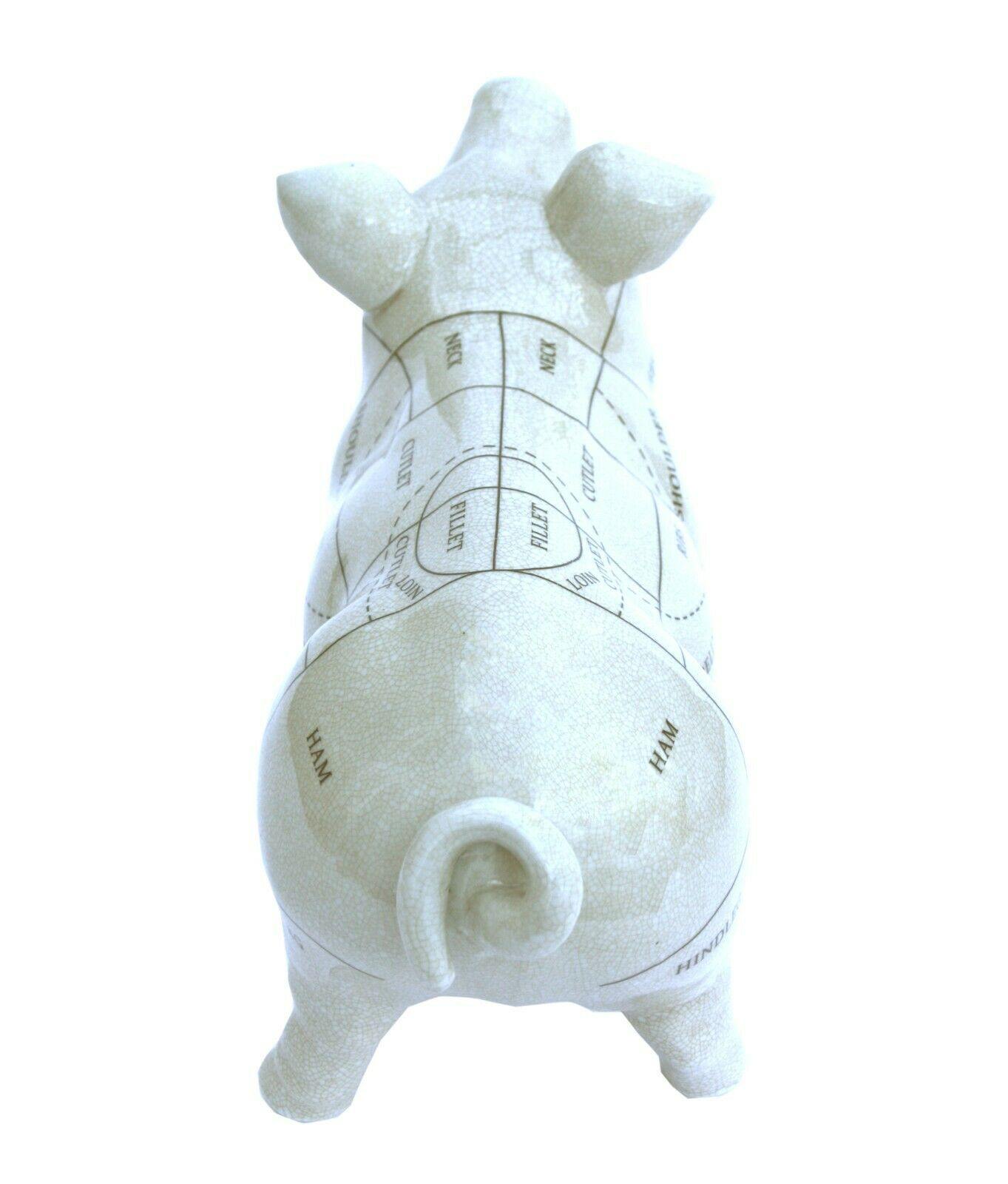 Ceramic Pig Ornament with Butcher's Cuts Diagram Kitchen Sculpture 32cm - Kporium Home & Garden