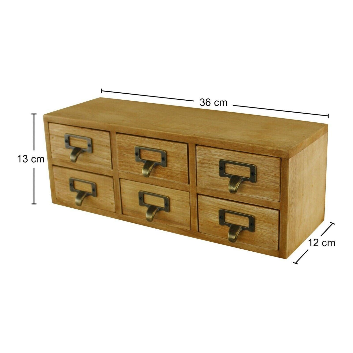 Wooden 6 Drawer Double Level Desktop Storage Unit Trinket Drawers - Home Inspired Gifts