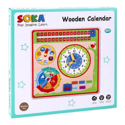 Kids Magnetic Wall Mountable Wooden Calendar Weather Board - Home Inspired Gifts