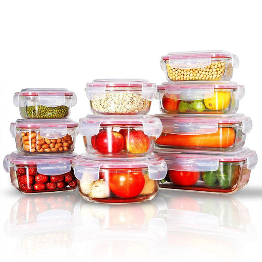 10pcs Air Tight Glass Food Storage Containers with Lids - Home Inspired Gifts