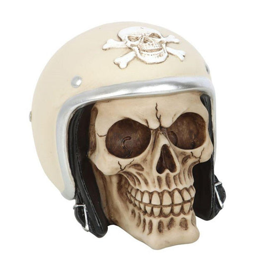 Skull Ornament with Retro Motorcycle Helmet - Home Inspired Gifts