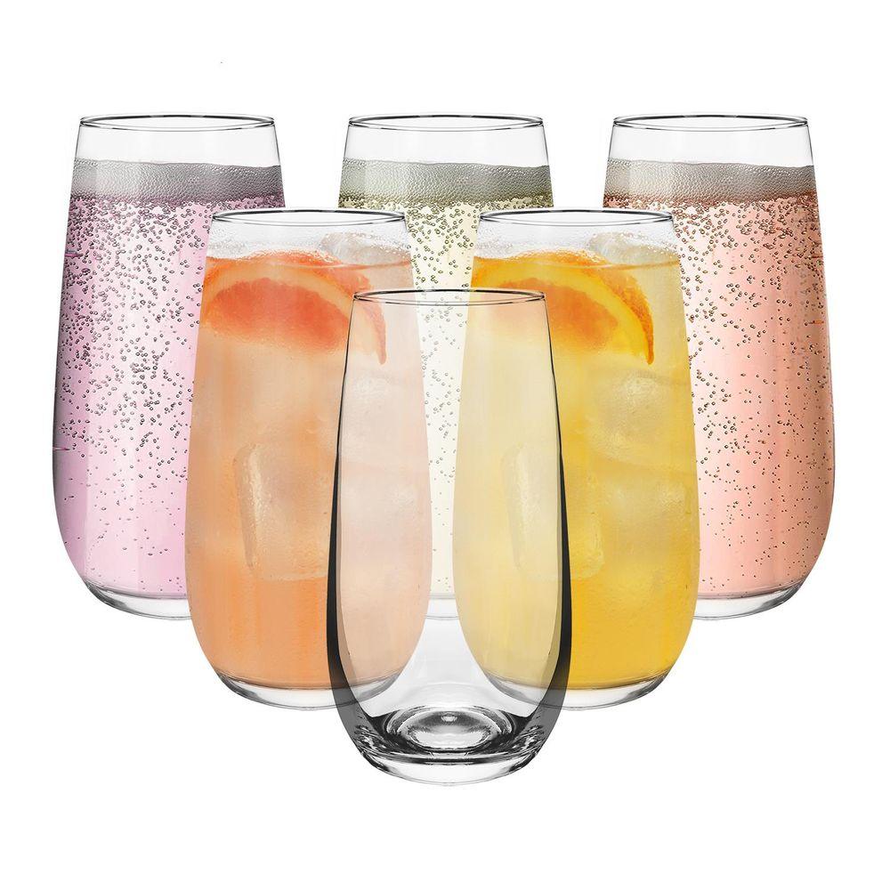 Set of 6 Traditional Esteem Highball Glass Tumblers - 490ml Highball Long Drink - Home Inspired Gifts