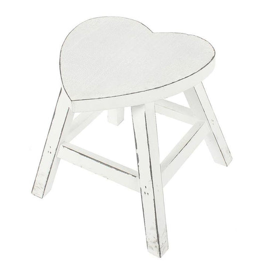 White Shabby Chic Wooden Heart Stool Playroom Furniture
