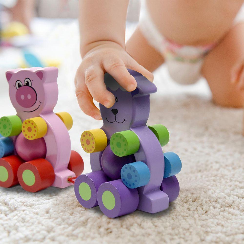 Detachable Kids Wooden Play Set Animal Farm Pig Cow Sheep - Home Inspired Gifts