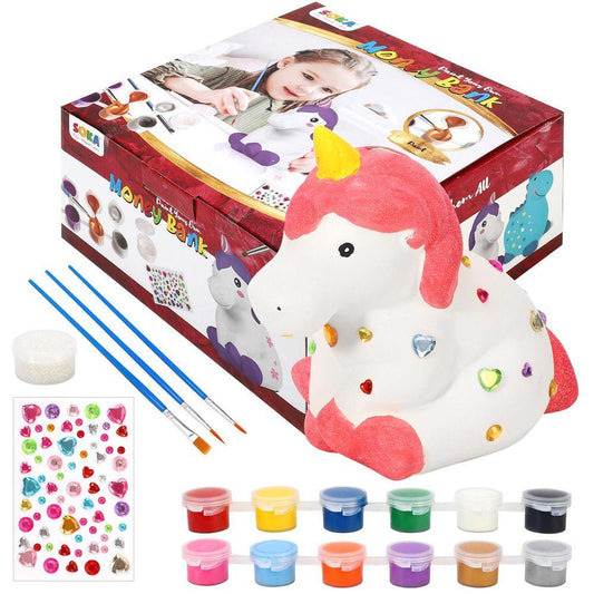 Paint Your Own Money Box Arts & Crafts Activity Kit - Sitting Unicorn - Home Inspired Gifts
