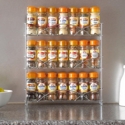 Free Standing 3 Tier Table Top Spice Rack Storage - Chrome Black Copper - Home Inspired Gifts