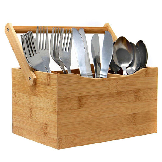 Bamboo 4 Compartment Utensil Cutlery Holder - Home Inspired Gifts