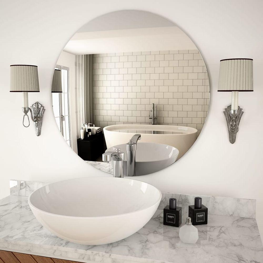 Frameless Modern Wall Mirror 70cm Round Glass Bathroom Living Room - Home Inspired Gifts