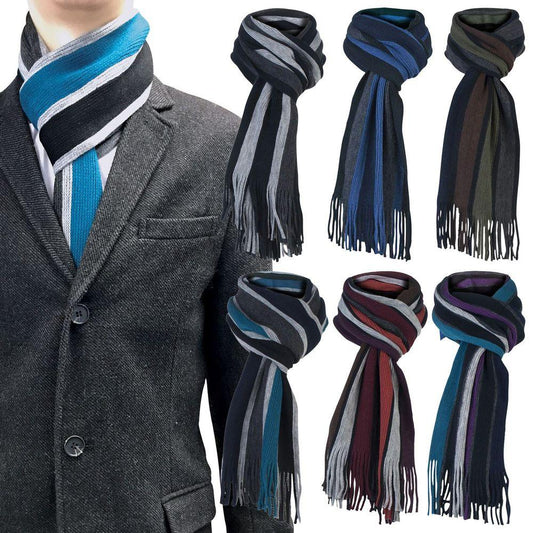 Giovanni Cassini - Soft Mens Warm Knitted Striped Winter Scarf One Size - 6 Colours - Home Inspired Gifts