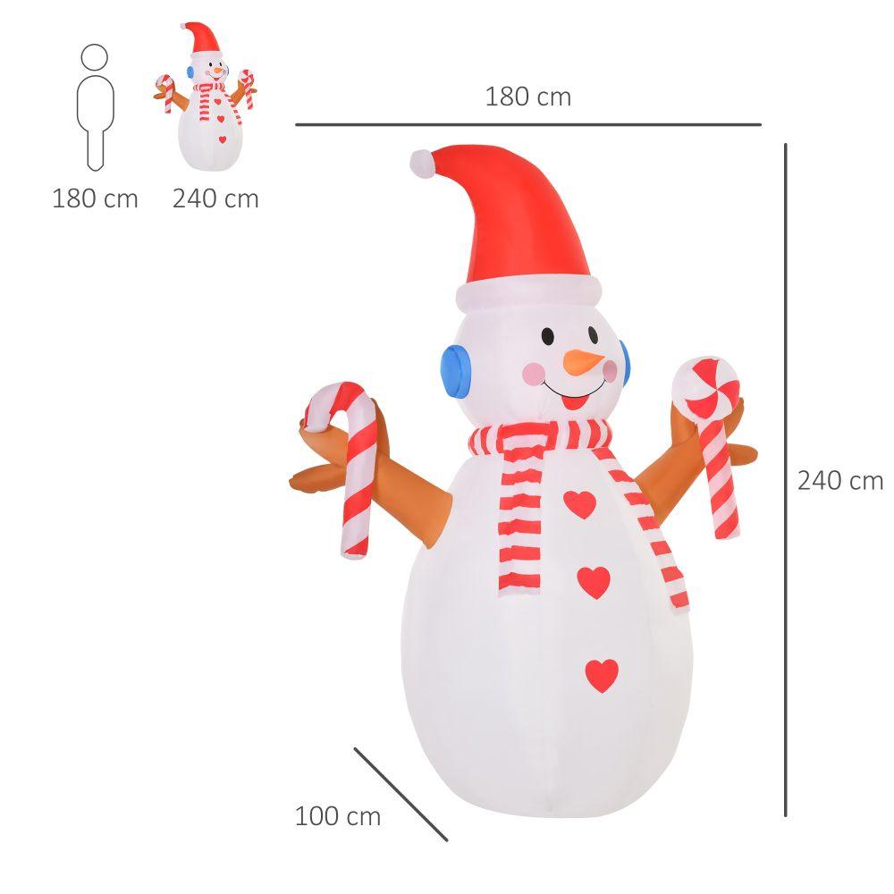 2.4m Christmas Rotating LED Inflatable Snowman with Candy Decoration - Home Inspired Gifts