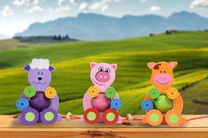 Detachable Kids Wooden Play Set Animal Farm Pig Cow Sheep - Home Inspired Gifts