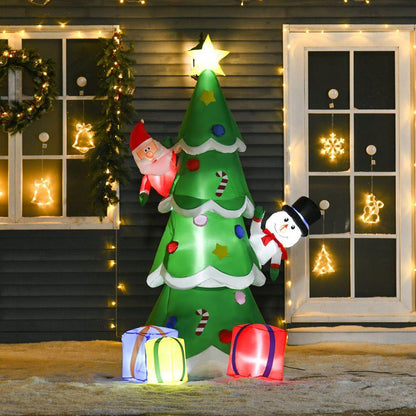2.1m Christmas LED Inflatable Tree with Santa Snowman Gift Box Decoration - Home Inspired Gifts