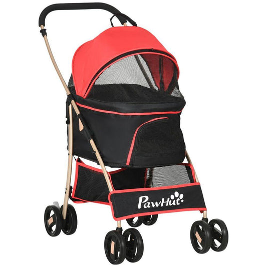 3 in 1 Foldable Pet Stroller Detachable Dog Cat Travel Carrier - Red - Home Inspired Gifts